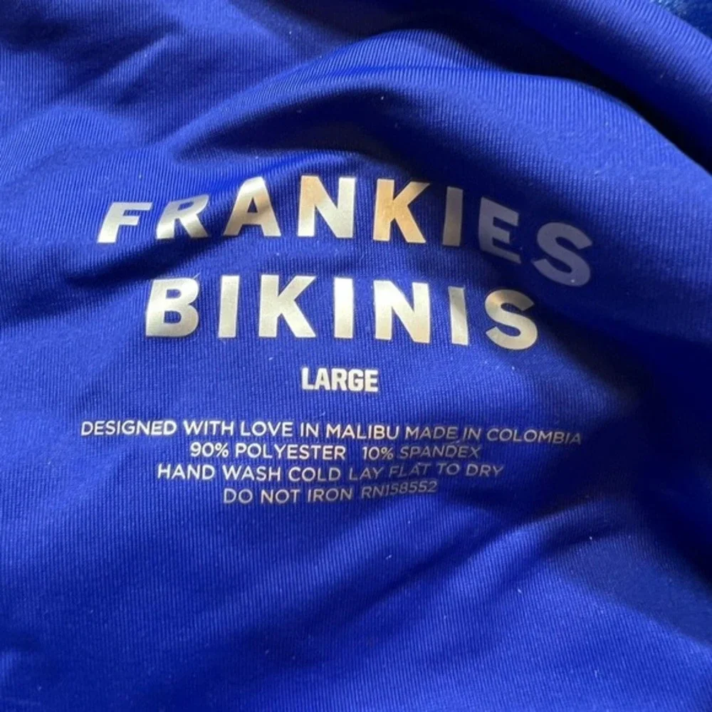 Frankie’s Bikinis Blue‎ Velvet Gabe Top Large New